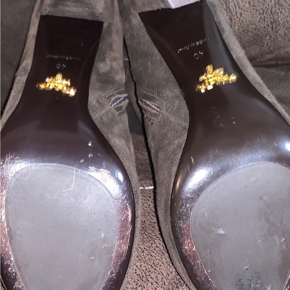PRADA Ladies Knee High Brown Suede, High Heeled, Side Zip Up Boots Like New! - Picture 10 of 11